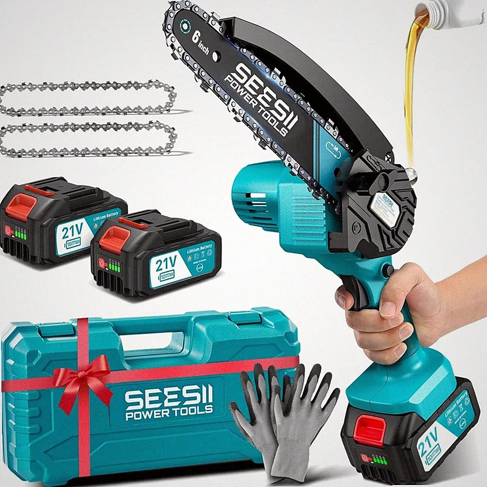 Handkettensäge mit 8000mAh Akku - Leise und Effizient für Schnitte bis 15 cm
