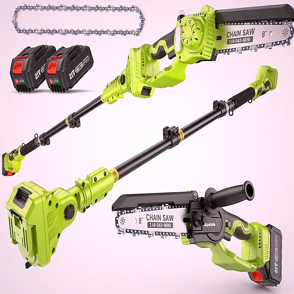 Hochentaster Akku 2 in 1 Mini Kettensäge 8 Zoll Teleskop 4.8 m 800W Astsäge Dual