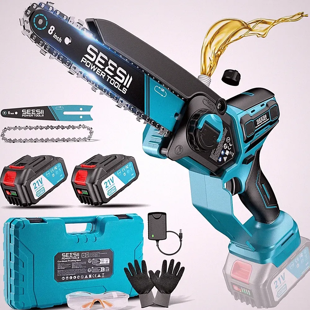Kettensäge, Akku, Brushless, 6Zoll, 8Zoll, Holz, Astsäge, Werkzeuglos, 1000W