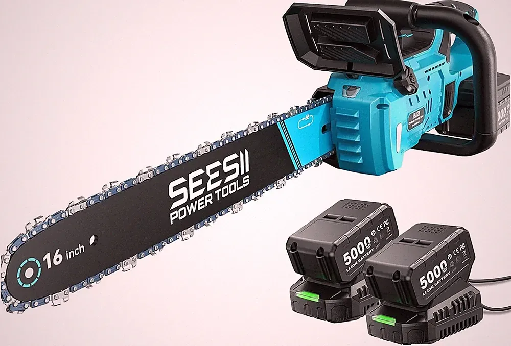 Kettensäge Elektrisch 16 Zoll 2200W Akku für Brennholz Garten Werkzeug