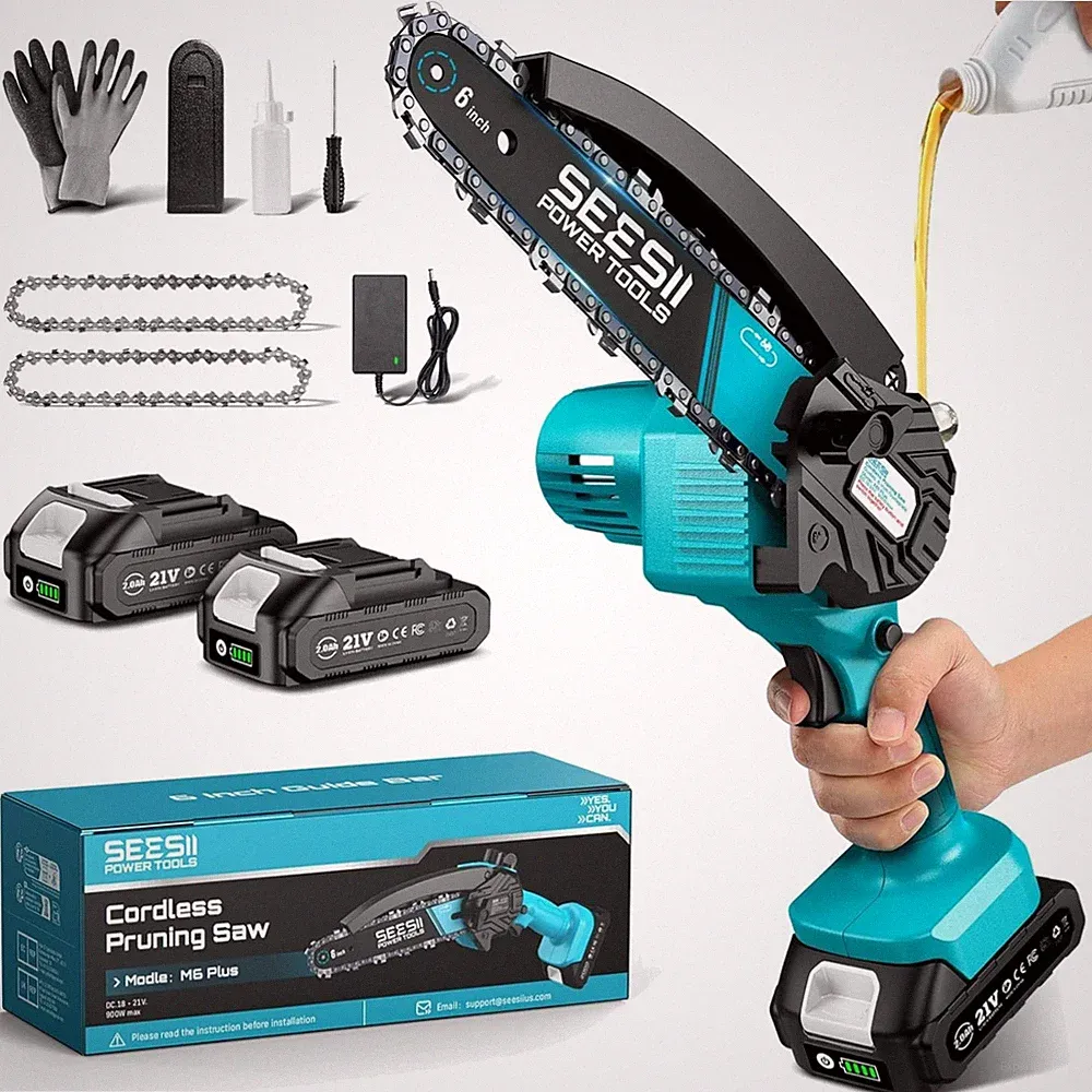 Leistungsstarke 6 Zoll Kettensäge mit Akku und Schnelligkeit für Gartenarbeiten