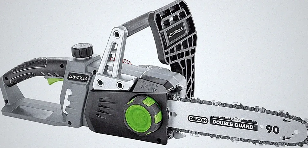 LUX-TOOLS A-KS-20/25 Akku-Kettensäge mit 12" Oregon-Schwert & einer Schnittlänge