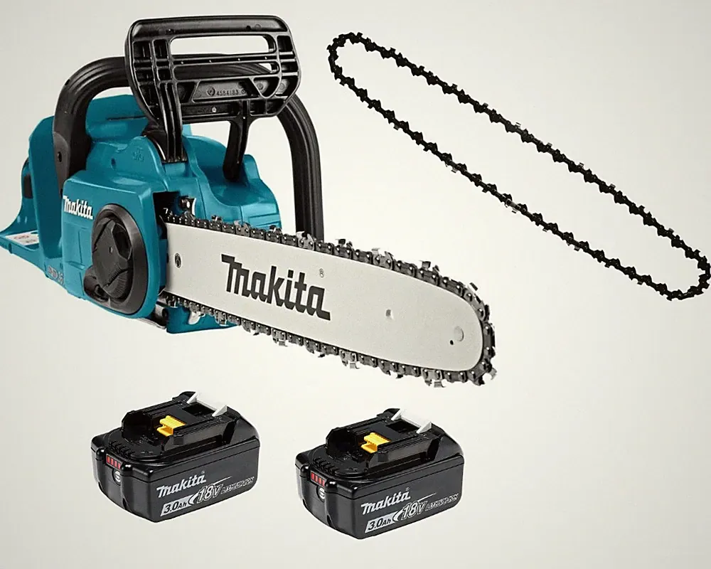 Makita 18V LXT Akku-Kettensägen-Set – 35 cm + 2× BL1830B 3,0 Ah Akkus + Ersatz-S