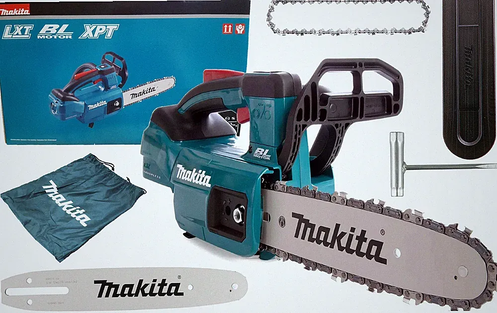 Makita Akku-Kettensäge 18V + Sӓgeschiene 25cm + Sägekette 3/8" + Zubehör DUC254Z