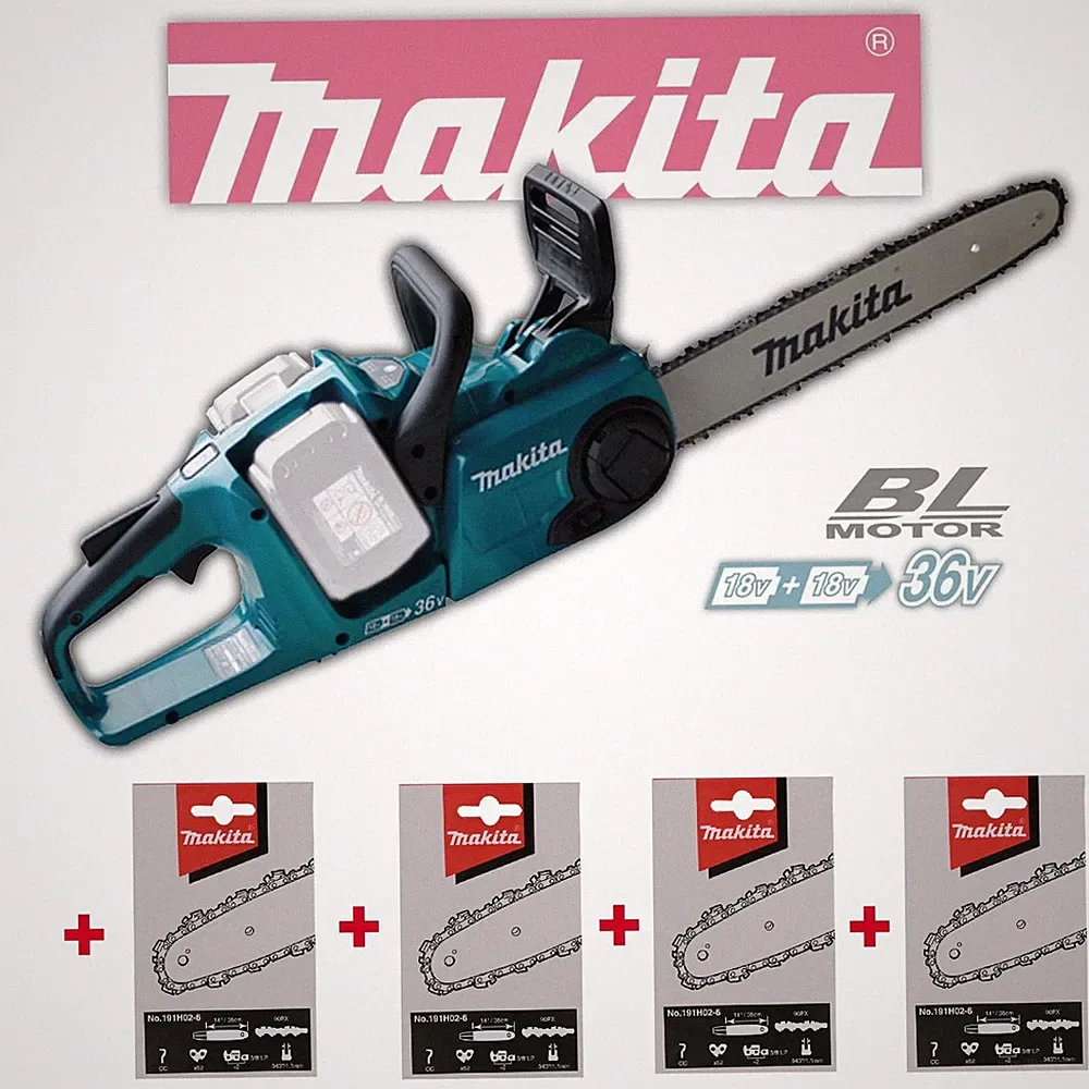 Makita Akku Kettensäge DUC353Z 2x18V 35cm DUC353, inkl. 4 original Ketten NEU