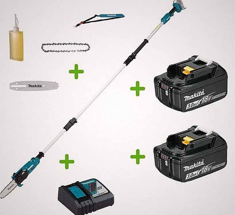 Makita DUA200Z Akku-Hochentaster 18V Kettensäge DUA200 Set + 2x Akku 3Ah + Lader