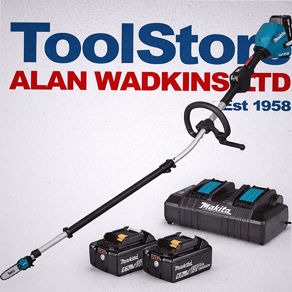 Makita DUA301PG2 Twin 18V Teleskop Hochentaster 2 x 6,0Ah Li-on Akkus, Ladegerät