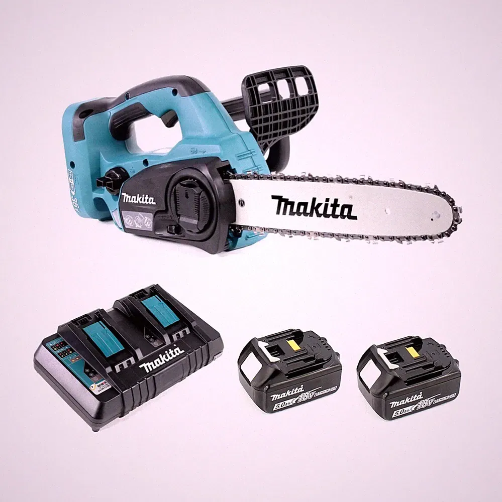 Makita DUC 302 PT2 Akku Kettensäge 36V 30cm + 2x Akku 5,0Ah + Doppelladegerät