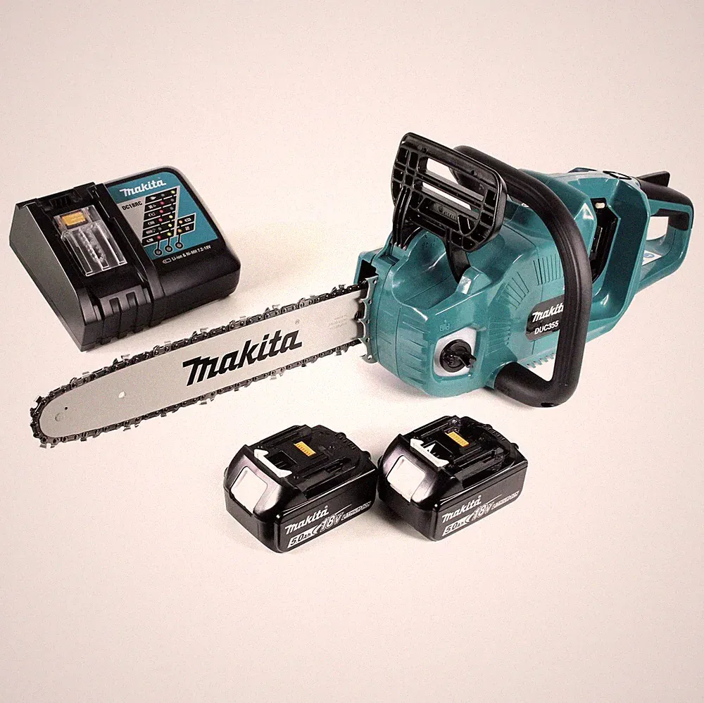 Makita DUC 355 RT2 Kettensäge 36V Brushless 35cm + 2x 5,0 Ah Akku + Schnelllader