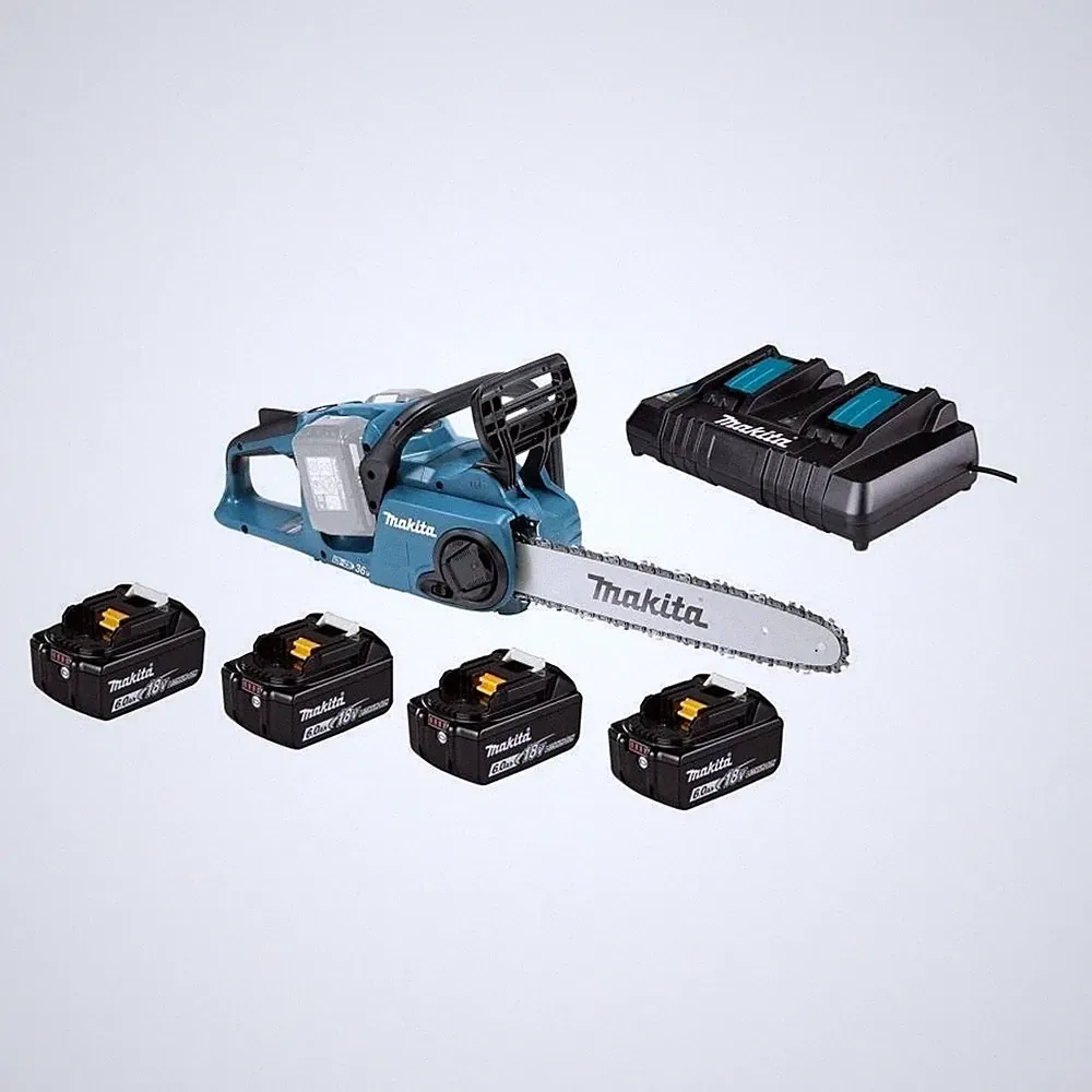 Makita DUC353PG4 Akku Kettensäge 2x18 Volt 35 cm Schnittlänge 4 x 6 Ah Akku