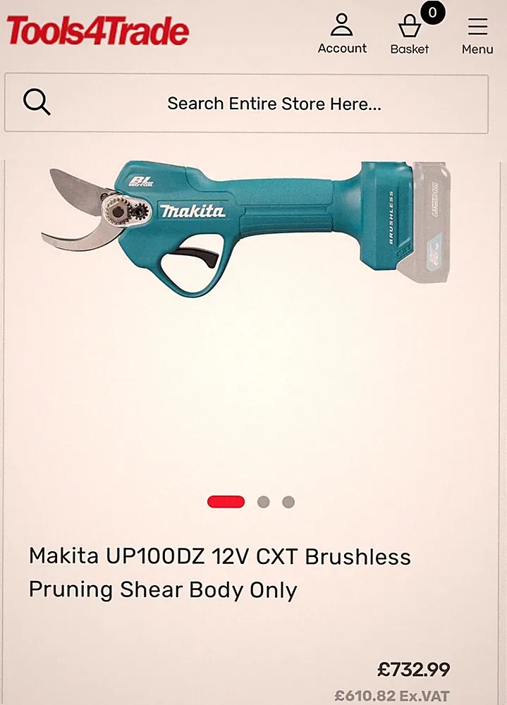 Makita UP100DZ 12V CXT Akku Profi Brushless Astschere