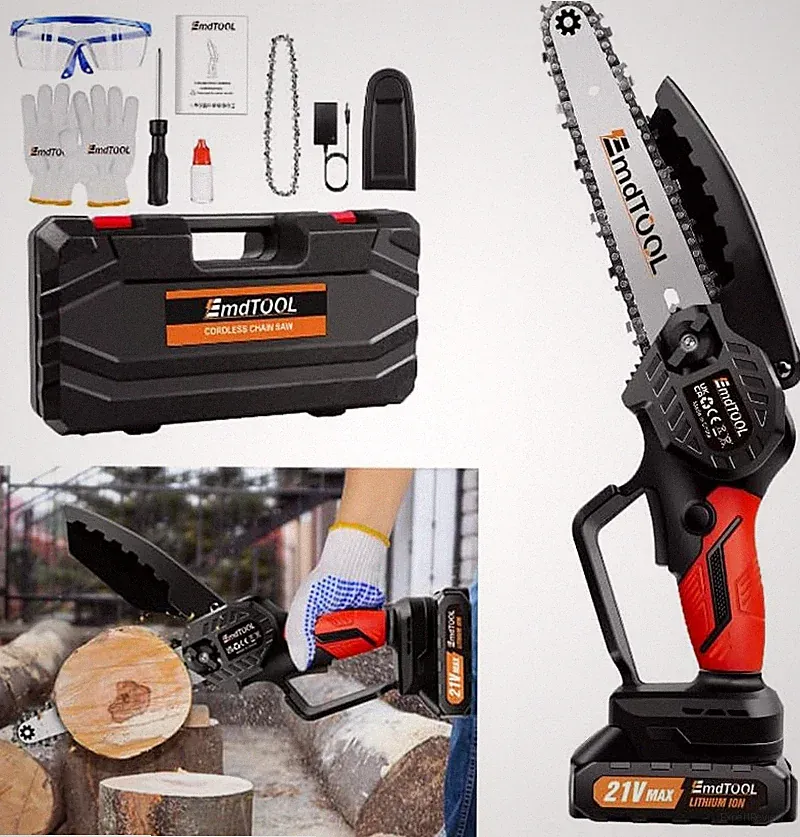 Mini Akku Kettensäge 6 Zoll mit Akku, Einhand Motorsäge für Garten & Baumschnitt