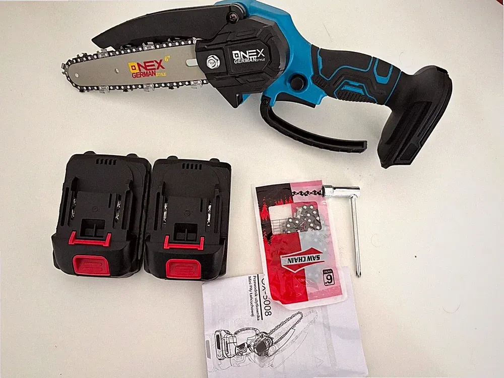 Mini akku Kettensägeblau/schwarz inkl. 2x 21V Akku, Sägeketten, Toolkit NEU