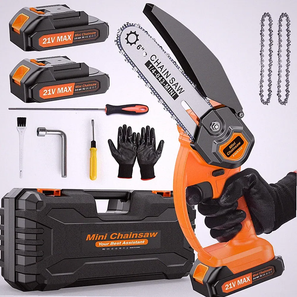 Mini Kettensäge 6 Zoll Akku 21V/2Ah Akku Kettensäge