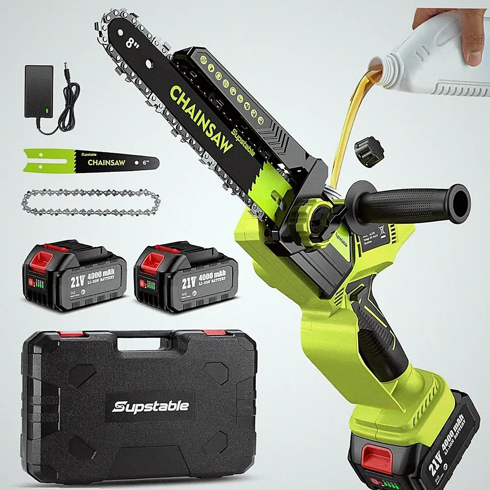 Mini Kettensäge Akku 8 6 Zoll 1300W 8000mAh Astsäge mit Öler Werkzeug Garten