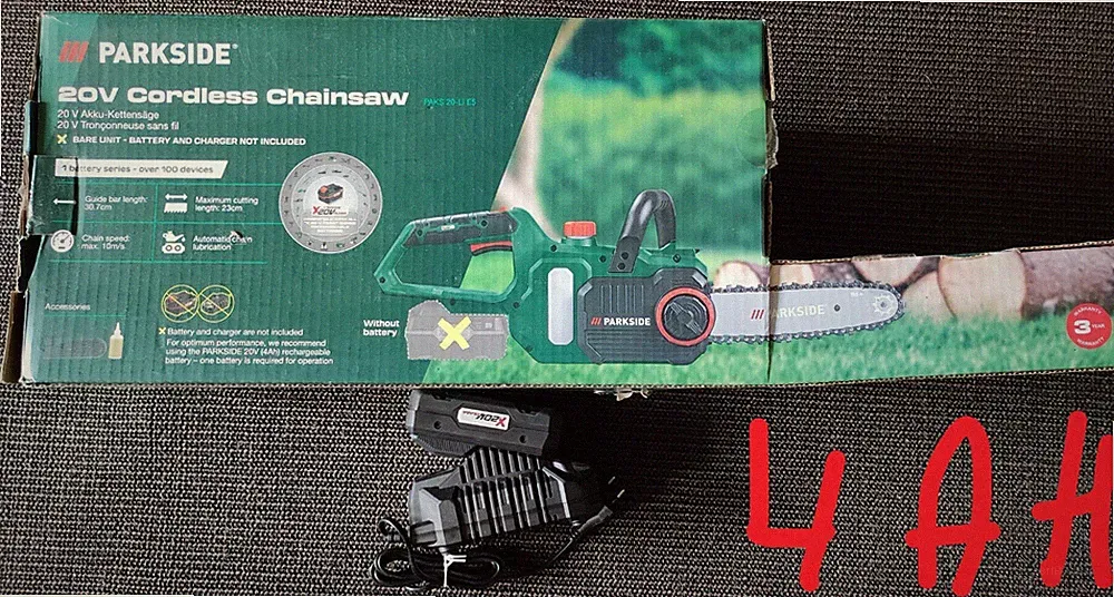 PARKSIDE® 20 V Akku-Kettensäge Motorsäge Säge PAKS 20-Li E5 mit Akku&Ladegerät