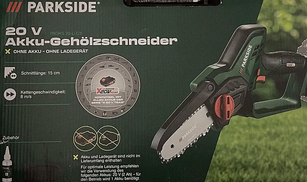 PARKSIDE 20V Akku Gehölzschneider Mini Kettensäge Astsäge Kettensäge Baumsäge