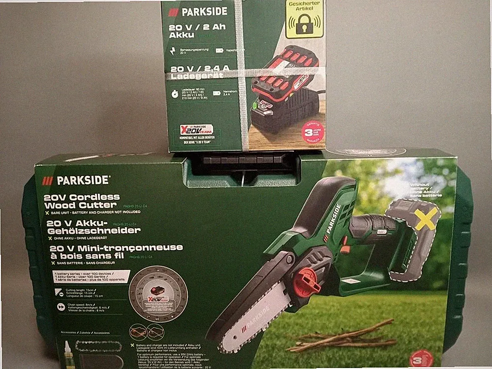 PARKSIDE 20V Akku Gehölzschneider Mini-Kettensäge PAGHS, mit Akku /Ladegerät Neu