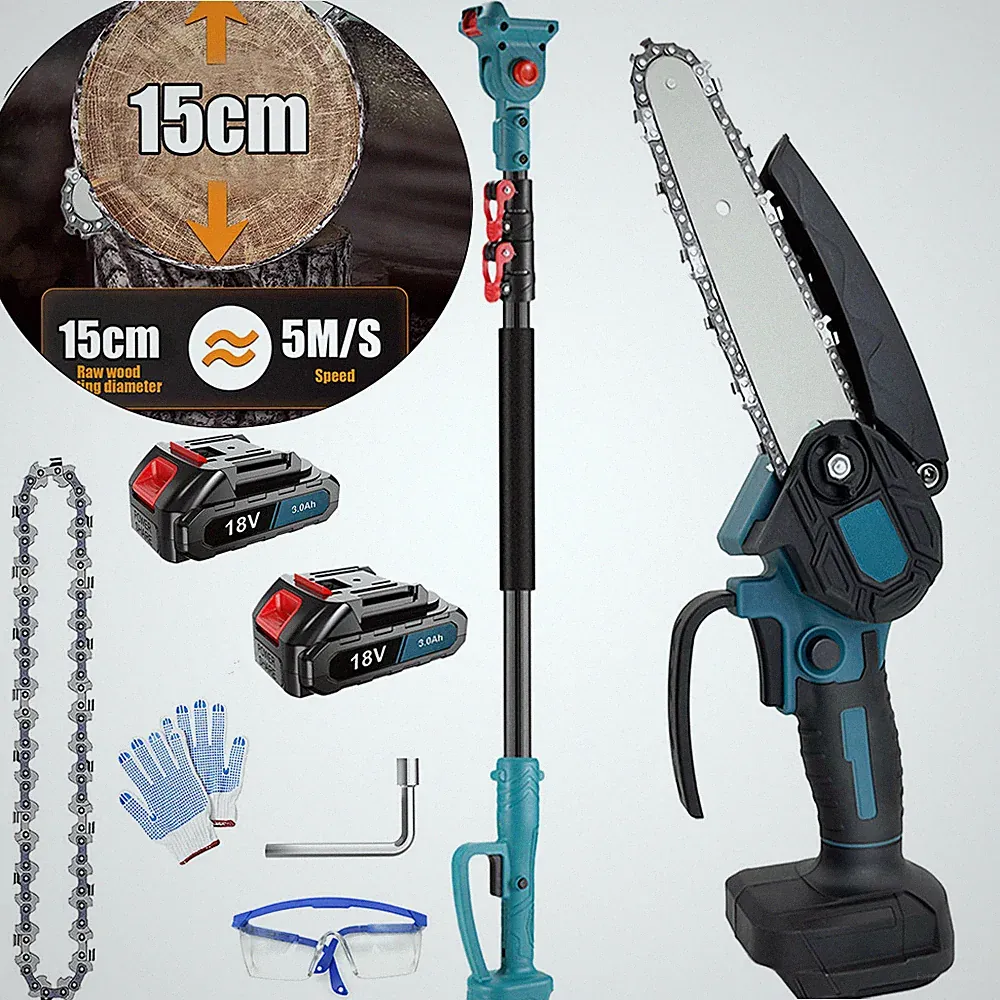 Professionelle Akku-Kettensäge 2-in-1 Teleskop 6" bürstenlos für Makita 18V