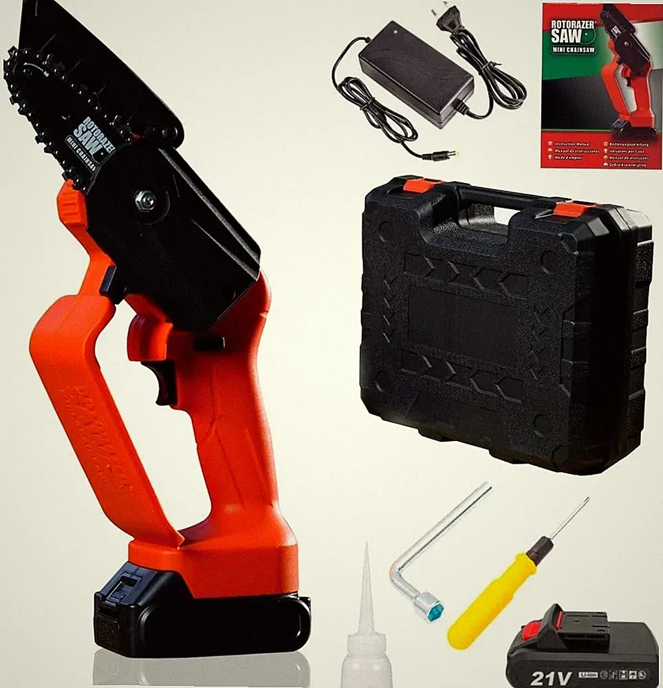 Rotorazer Saw Mini-Kettensäge, tragbare & leichte Kettensäge mit Akku, 21 V