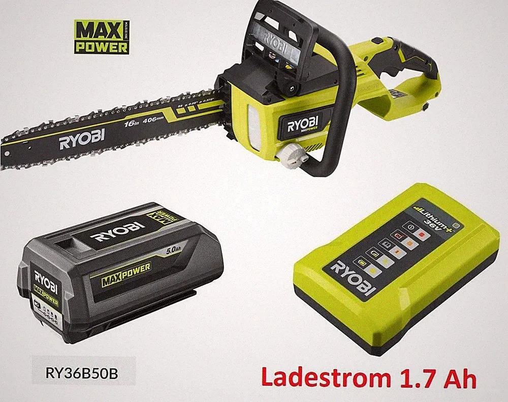 Ryobi 36 V Akku-Kettensäge Brushless RY36CSX35A-0 RY36CSX35A-150 RY36CSX35A-160