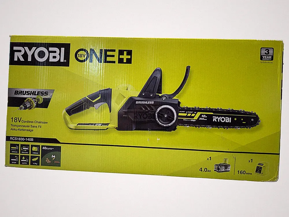 Ryobi RCS1830-140B 18V ONE+ Brushless Akku Kettensäge 30cm Set 4.0 Ah