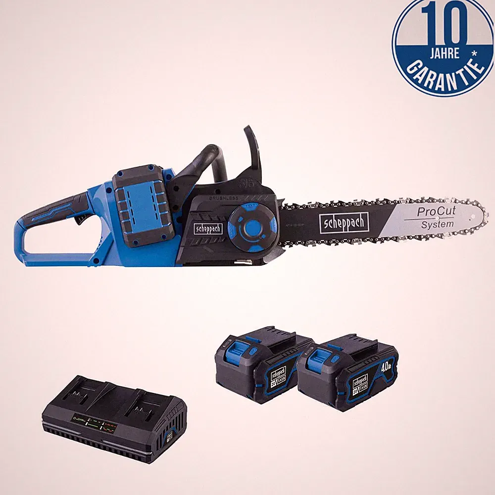 Scheppach Akku Kettensäge BC-CS355Duo-X | 20V-IXES-Serie | Schnittlänge 33,5cm
