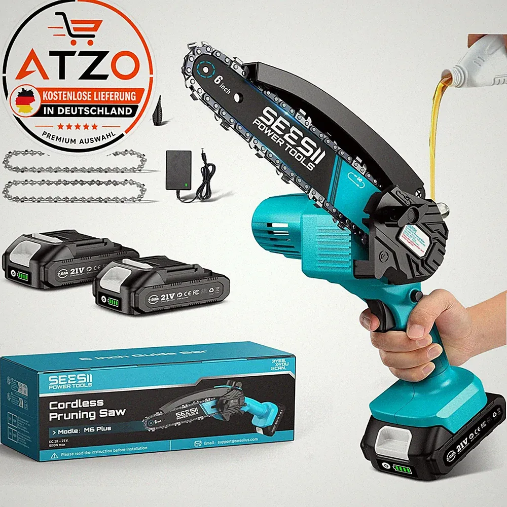 SEESII Akku-Kettensäge 6 Zoll 900W Kupfermotor 2