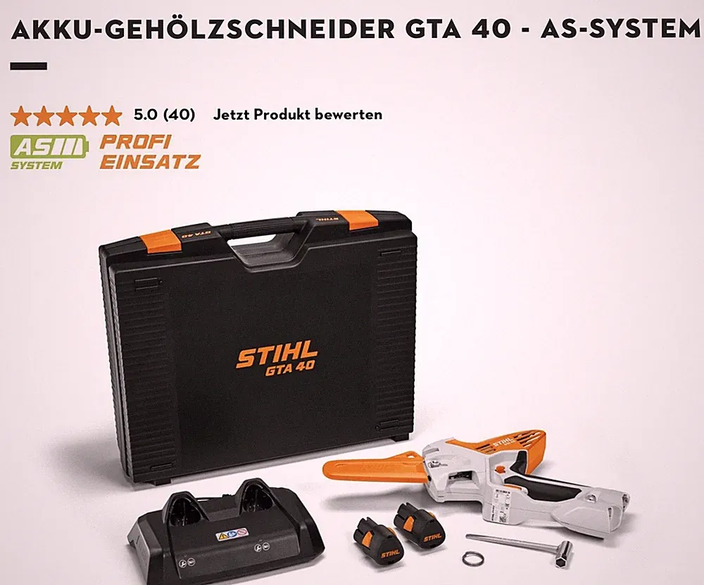 STIHL AKKU-Gehölzschneider GTA 40 AS-System Set. Inkl. 2x Akku und Ladegerät