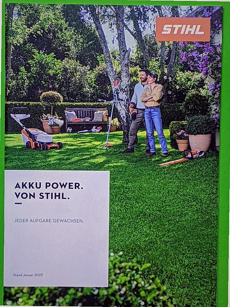 STIHL Akku Kettensäge Rasenmäher Heckenschere AK und AS System Prospekt 01/2025