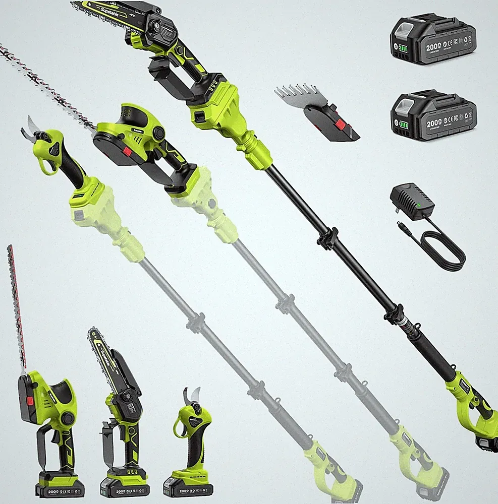 Supstable 2,5m Hochstielstab 4-in-1 Kettensäge Hecksäge 2 Akkus Garden Set