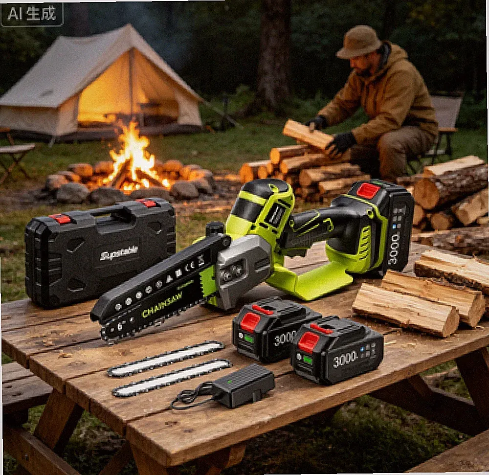 Supstable Bürstenlose Akku Mini Kettensäge 6Zoll 2x3,0Ah Sicherheitsverriegelung