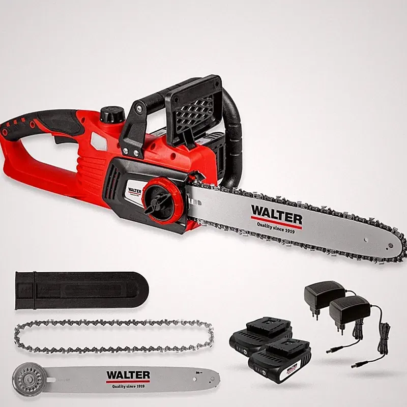 WALTER Akku-Kettensäge Li-Ion 40 V Brushless inkl. 2x Akku 2 Ah, 2x Ladegerät