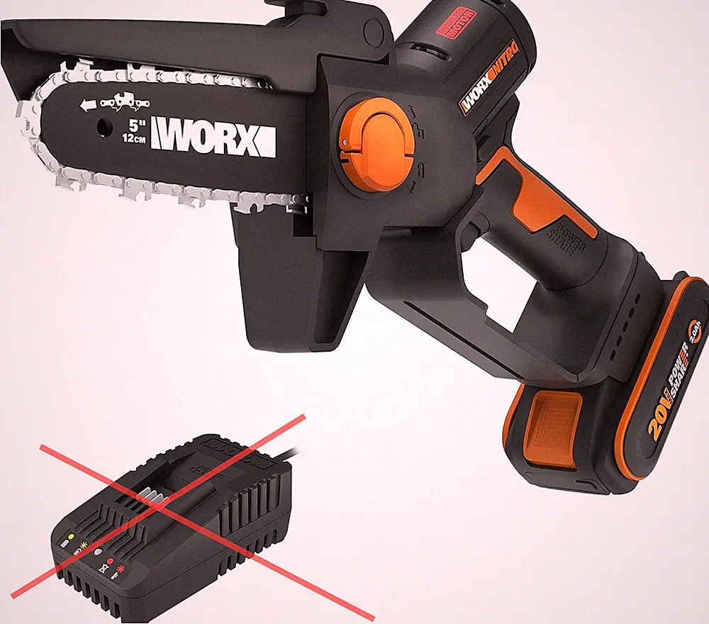 WORX WG325E Akku-Minisäge für Äste, 12 cm, automatische Ölversorgung