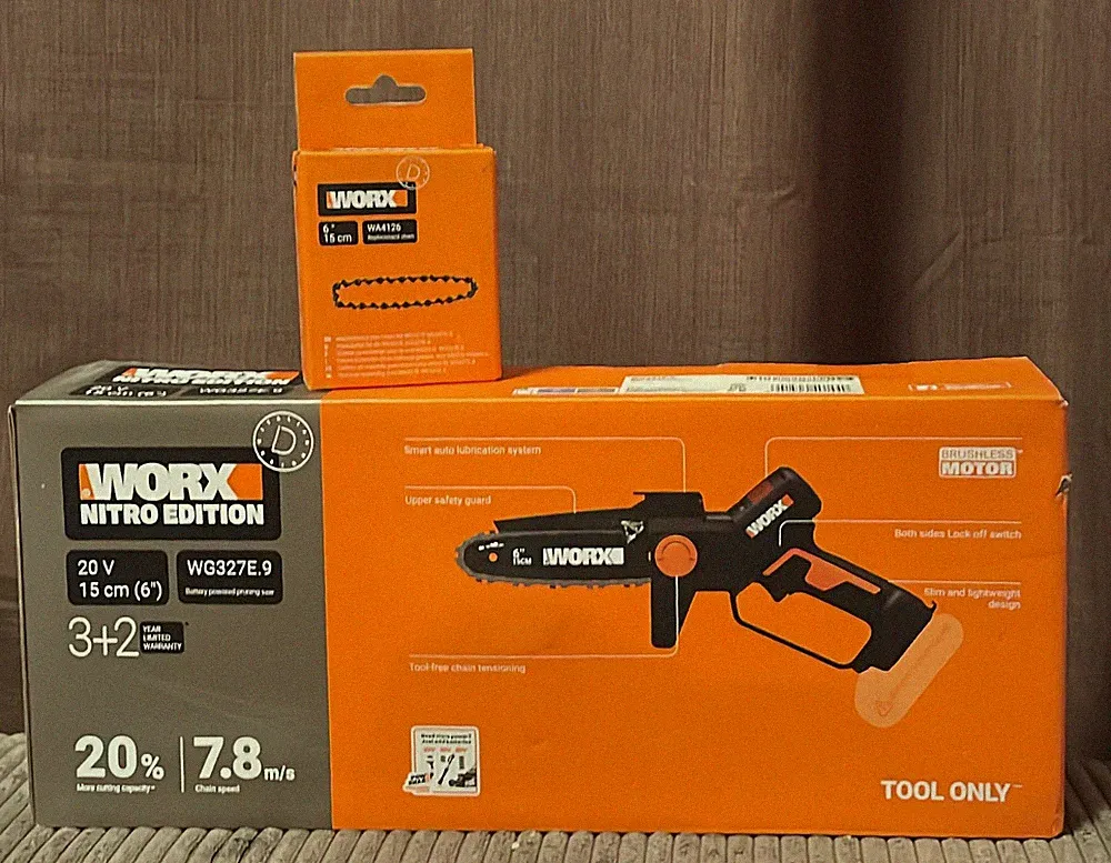 WORX WG327E.9 20V Akku-Astsäge (ohne Ladegerät und Akku) + Ersatzkette NEU/OVP