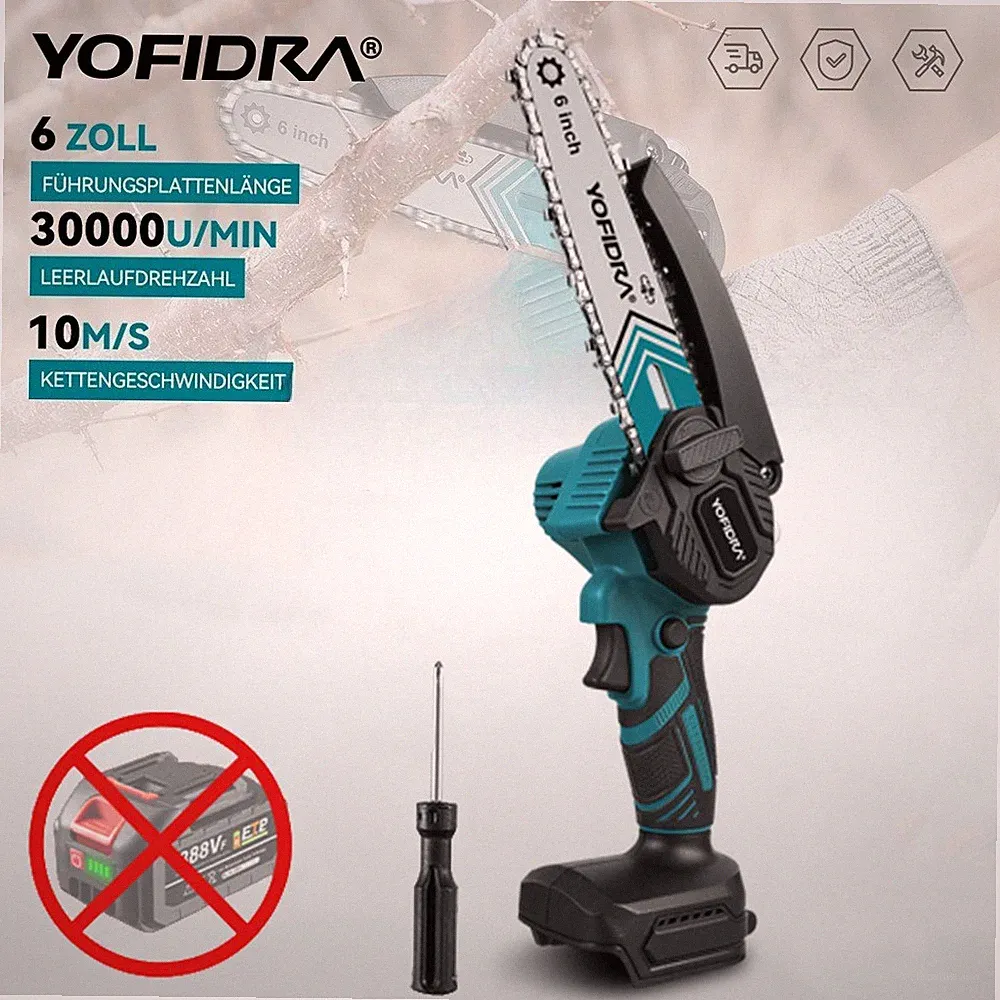 YOFIDRA® 6 Zoll Akku Kettensäge Motorkettensäge Baumsäge Für 18V Makita Akku DE