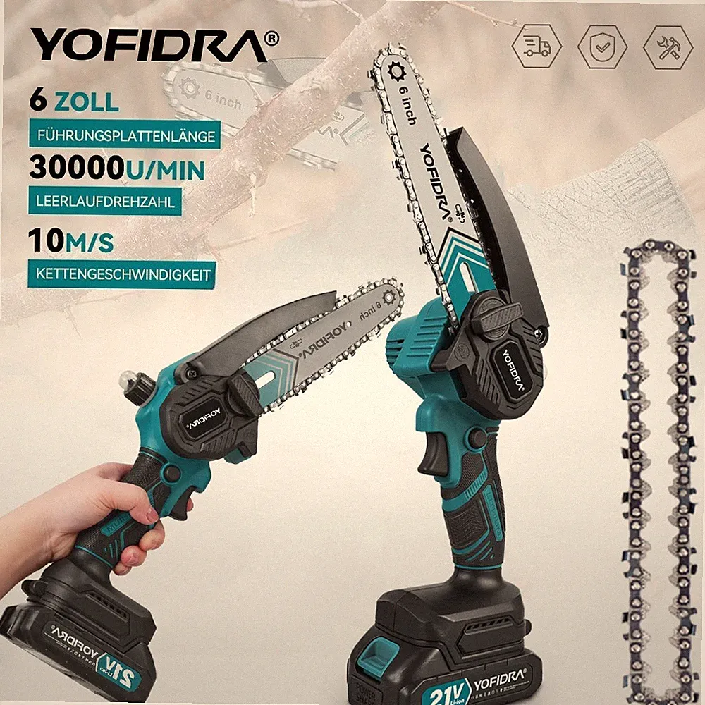 YOFIDRA® 6 Zoll Für 18V Makita Akku Kettensäge Baumsäge Elektro Handkettensäge