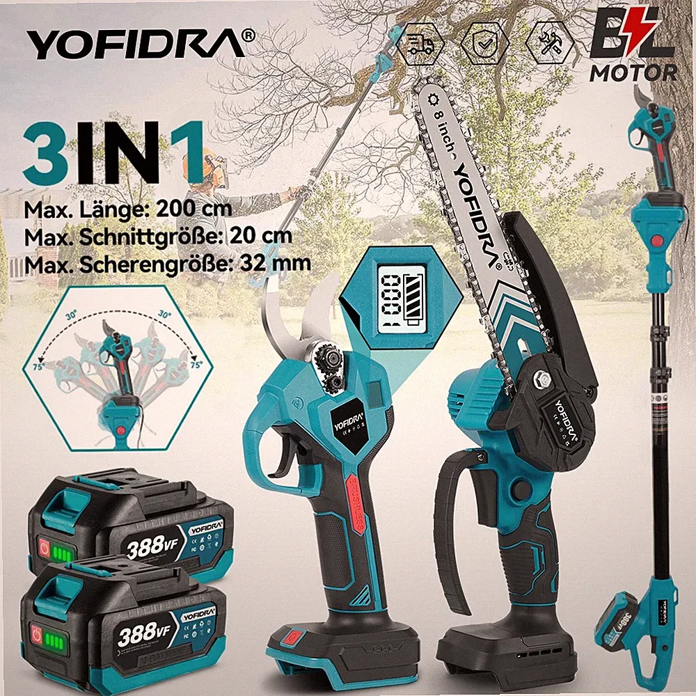 YOFIDRA® 8'' Hochentaster Akku Kettensäge Teleskopisch Astschere Astkettensäge