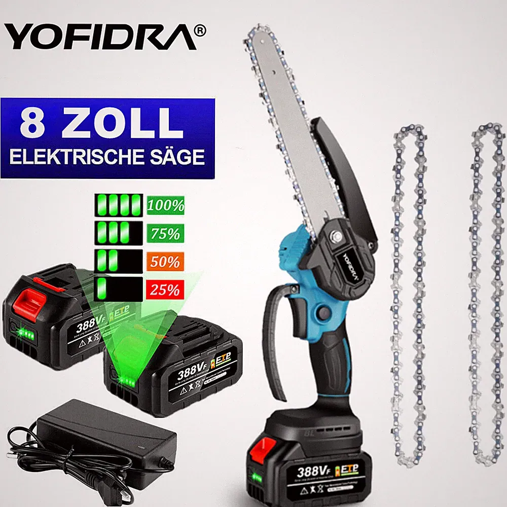 YOFIDRA® Astsägen 8''Akku Kettensäge Motorsäge Elektro Baumsäge Für 18V Makita
